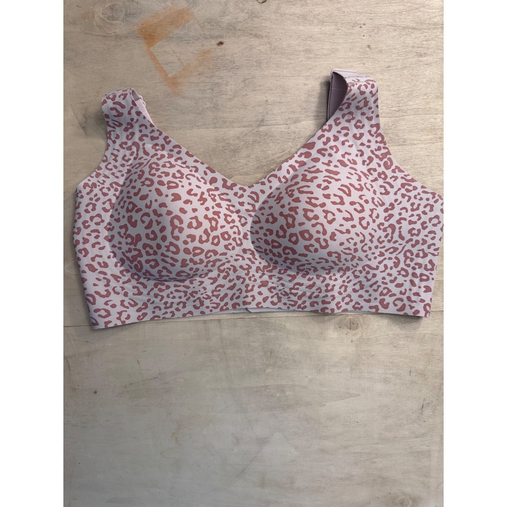 Shecurve XL Seamless Wireless Bra Mauve Pink Leopard Print Bralette Adjustable